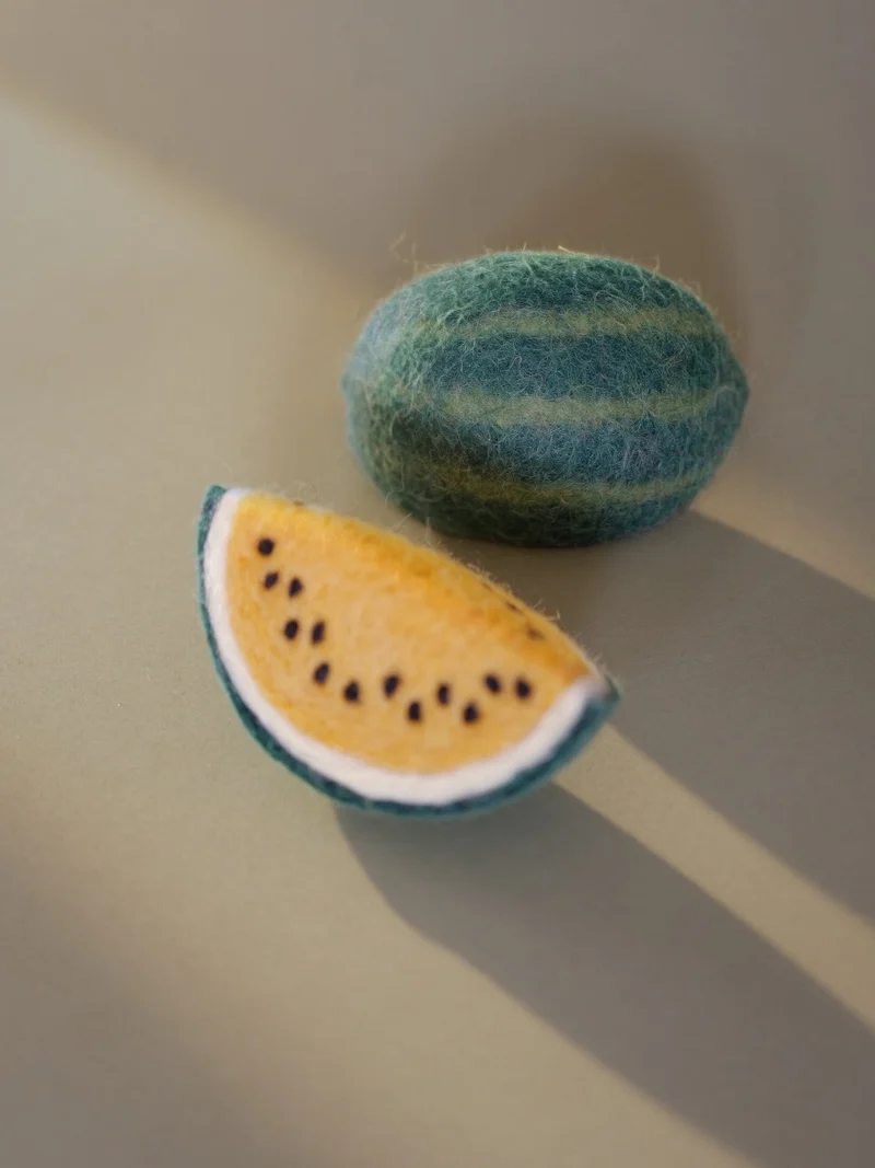 Gelbe Wassermelone aus Filz