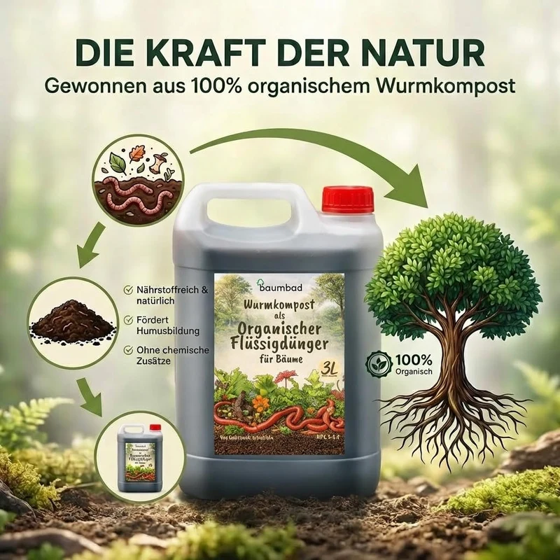 baumbad Flüssigdünger aus Wurmkompost 3 Liter - NPK 1-1-1