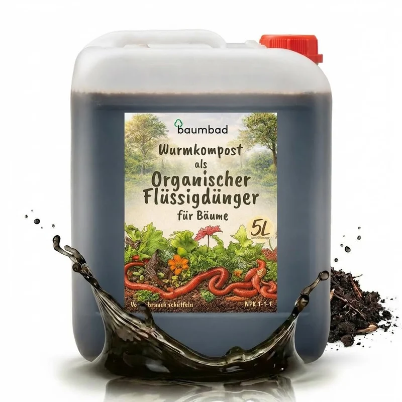 baumbad Premium Flüssigdünger aus Wurmkompost 5 Liter - NPK 1-1-1