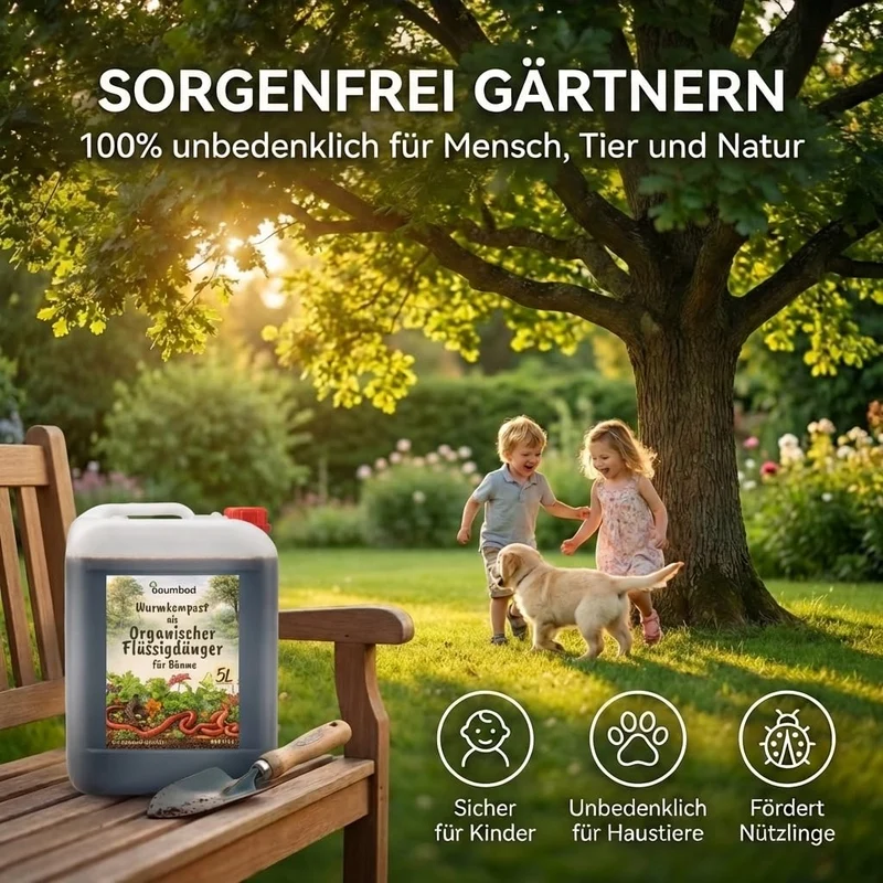 baumbad Premium Flüssigdünger aus Wurmkompost 5 Liter - NPK 1-1-1