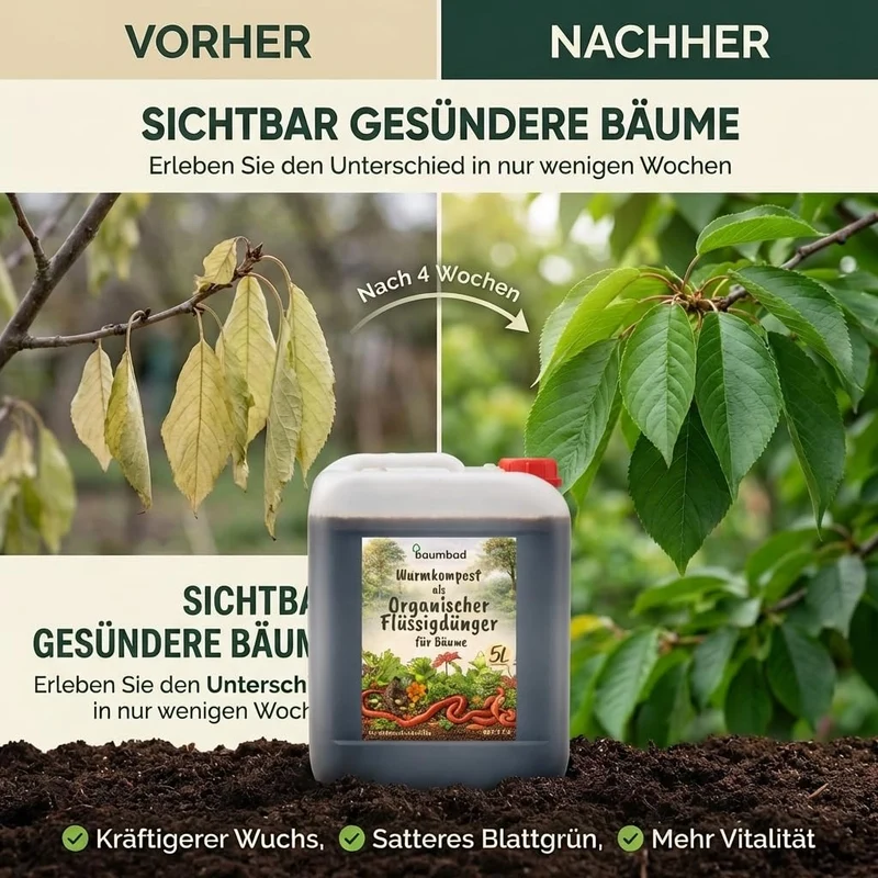 baumbad Premium Flüssigdünger aus Wurmkompost 5 Liter - NPK 1-1-1