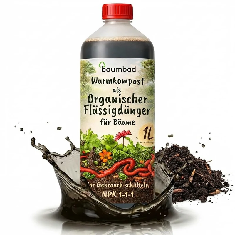 baumbad Flüssigdünger Vermicompost 1 Liter / Wurmkompost Baum Dünger NPK 1-1-1
