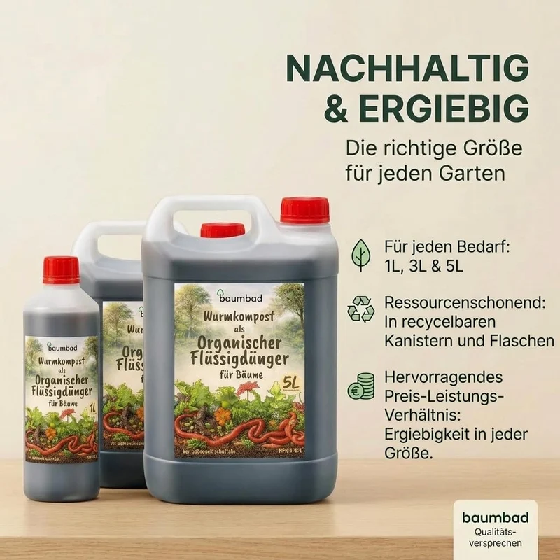 baumbad Flüssigdünger Vermicompost 1 Liter / Wurmkompost Baum Dünger NPK 1-1-1
