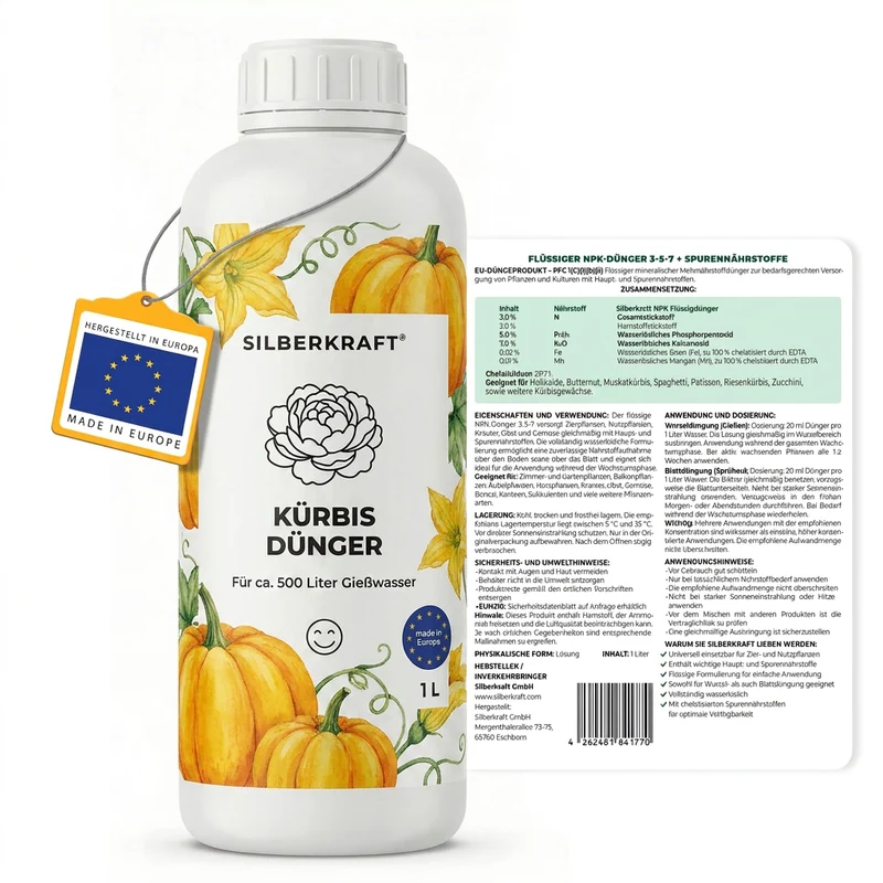 Kürbis Dünger - Mineralischer NPK Flüssigdünger mit Stickstoff - Dünger für Kürbis - Hokkaido Dünger