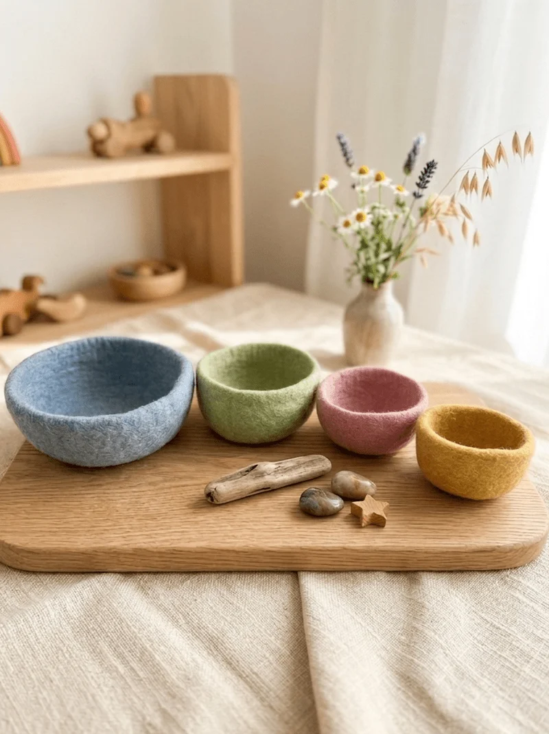 Filzschalen-Set Pastell, 4 Schalen