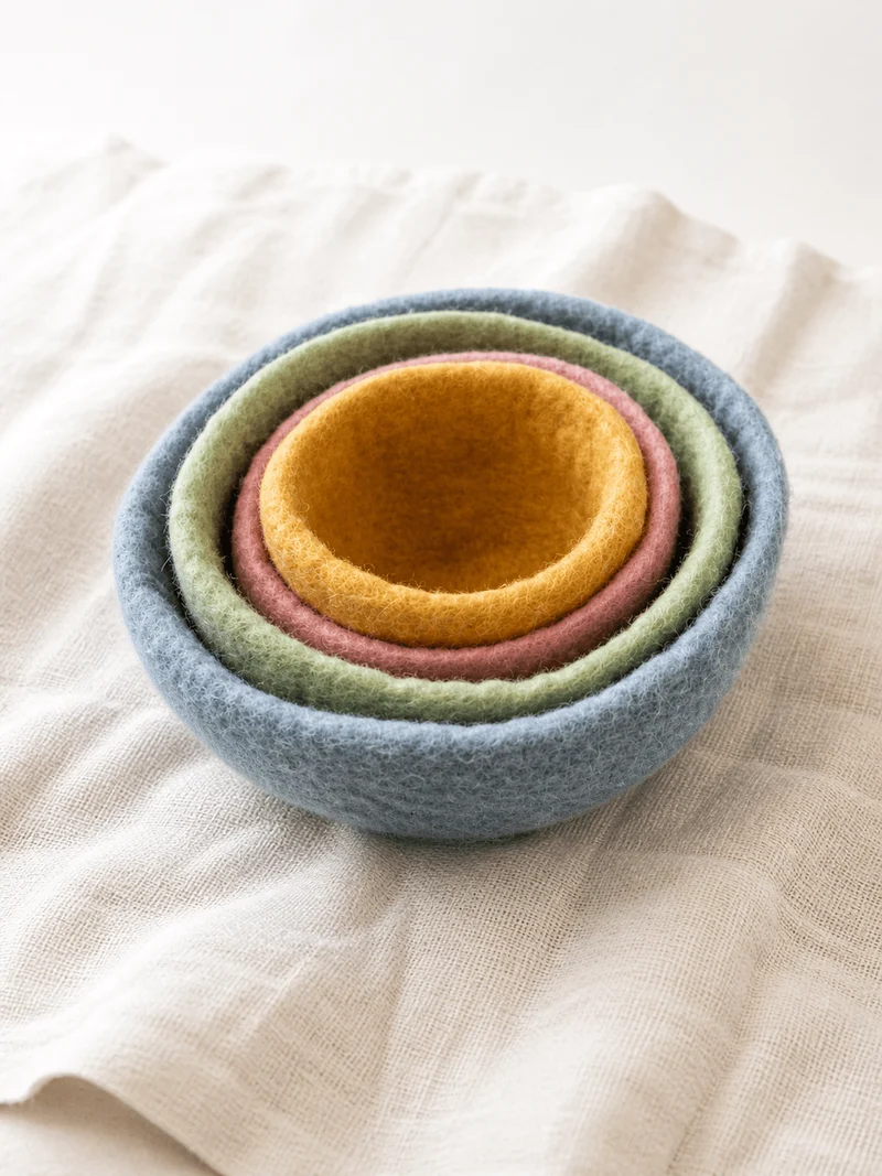 Filzschalen-Set Pastell, 4 Schalen