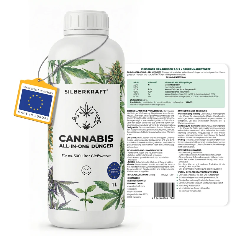 Cannabis-All-In-One-Dünger - Mineralischer NPK Flüssigdünger 3-5-7 mit Stickstoff - Dünger für Cannabis All In One