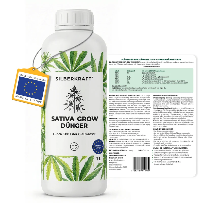 Sativa-Grow-Dünger - Mineralischer NPK Flüssigdünger 3-5-7 mit Stickstoff - Dünger für Sativa Grow