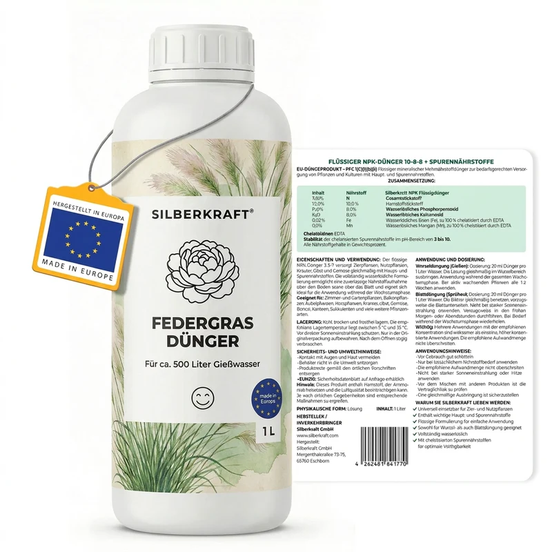 Federgras Dünger - Mineralischer NPK Flüssigdünger mit Stickstoff - Dünger für Federgras - Stipa Dünger