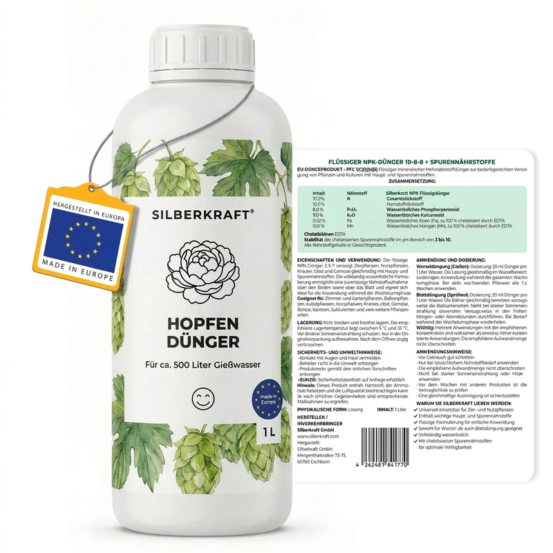 Hopfen Dünger - Mineralischer NPK Flüssigdünger mit Stickstoff - Dünger für Hopfen - Humulus lupulus Dünger