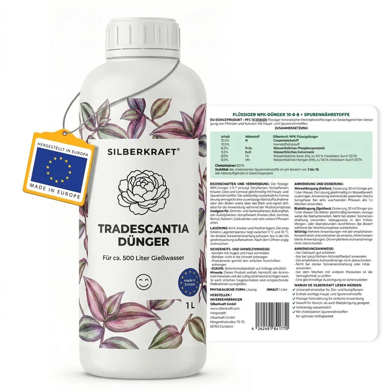 Tradescantia Dünger - Mineralischer NPK Flüssigdünger mit Stickstoff - Dünger für Tradescantia - Dreimasterblume Dünger