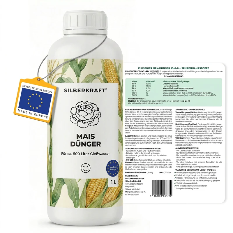 Mais Dünger - Mineralischer NPK Flüssigdünger mit Stickstoff - Dünger für Mais - Zea mays Dünger