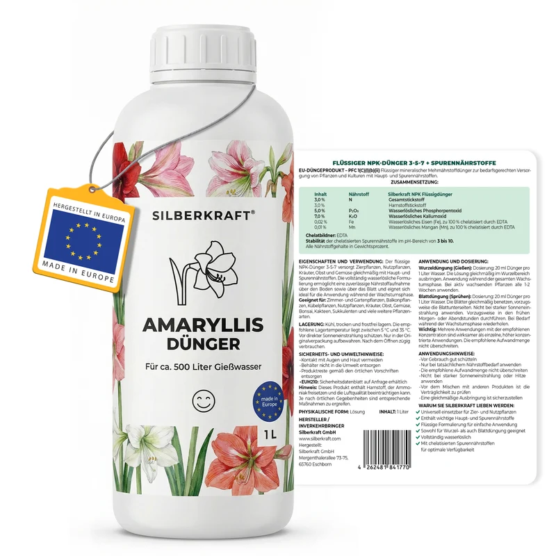 Amaryllis-Dünger - Mineralischer NPK Flüssigdünger 3-5-7 mit Stickstoff - Dünger für Amaryllis