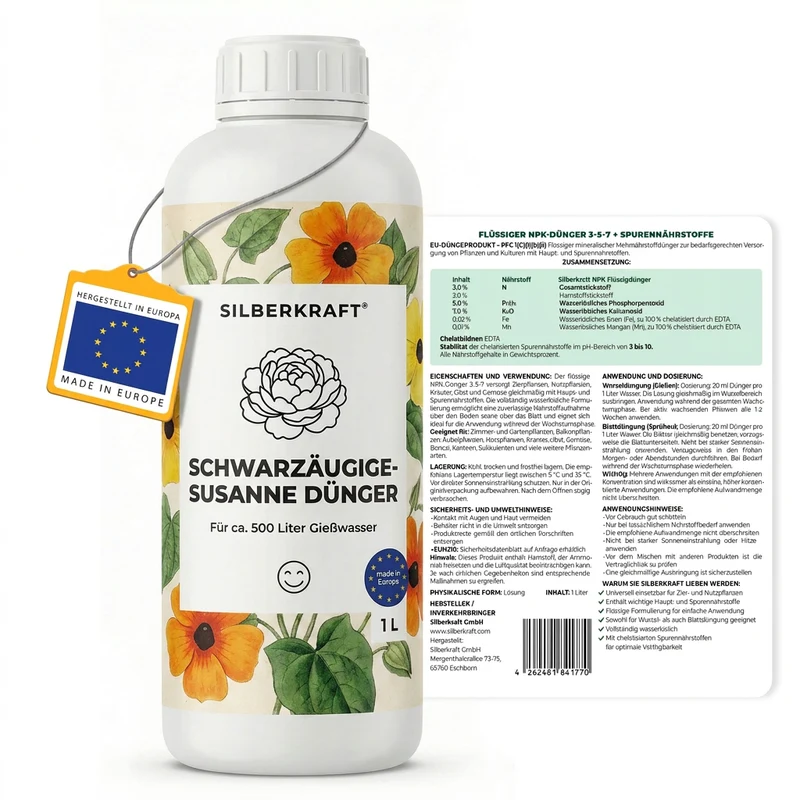 Schwarzäugige-Susanne Dünger - Mineralischer NPK Flüssigdünger mit Stickstoff - Dünger für Schwarzäugige-Susanne - Thunbergia Dünger