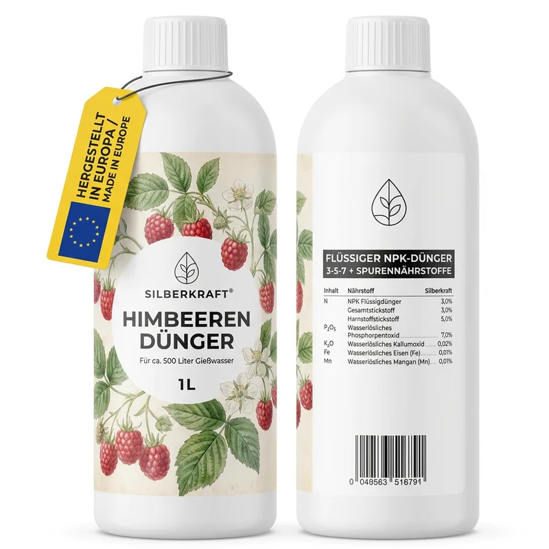 Himbeeren Dünger - Mineralischer NPK Flüssigdünger mit Stickstoff - Dünger für Himbeeren - Rubus idaeus Dünger