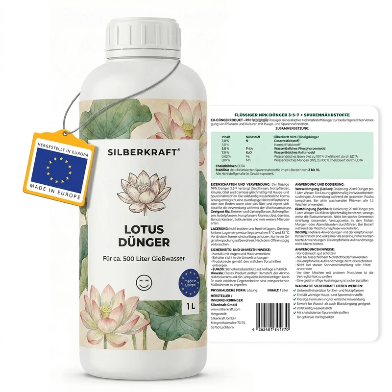 Lotus Dünger - Mineralischer NPK Flüssigdünger mit Stickstoff - Dünger für Lotus - Nelumbo Dünger