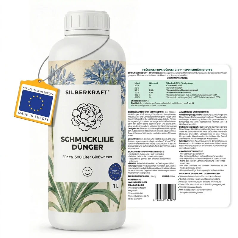 Schmucklilie Dünger - Mineralischer NPK Flüssigdünger mit Stickstoff - Dünger für Schmucklilie - Agapanthus Dünger