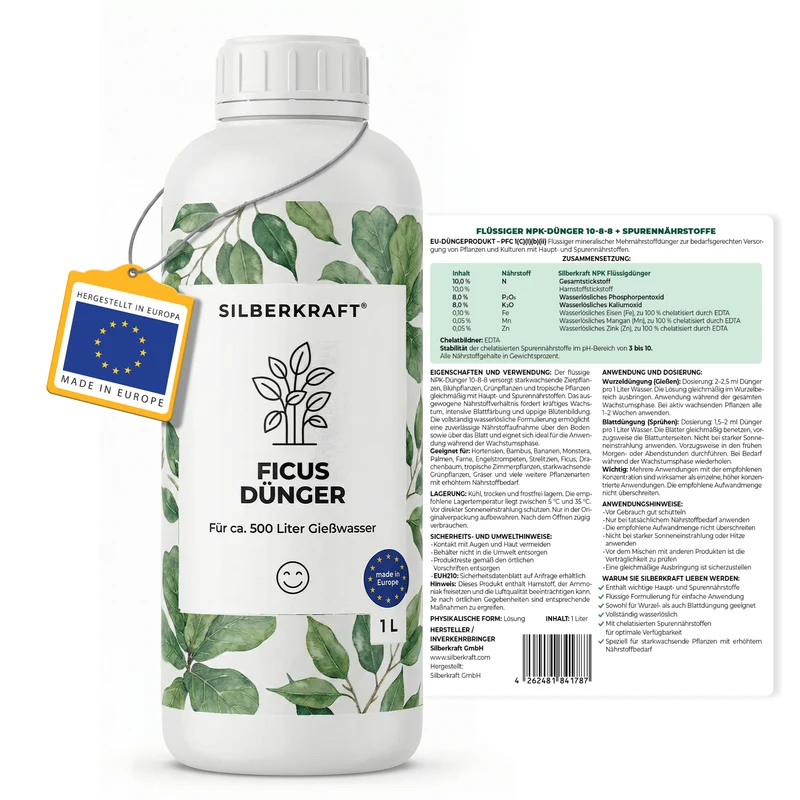Ficus-Dünger - Mineralischer NPK Flüssigdünger 10-8-8 mit Stickstoff - Dünger für Ficus