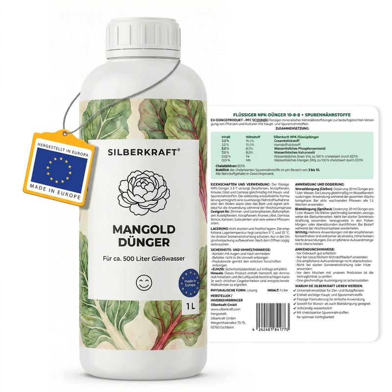 Mangold Dünger - Mineralischer NPK Flüssigdünger mit Stickstoff - Dünger für Mangold - Beta vulgaris Dünger