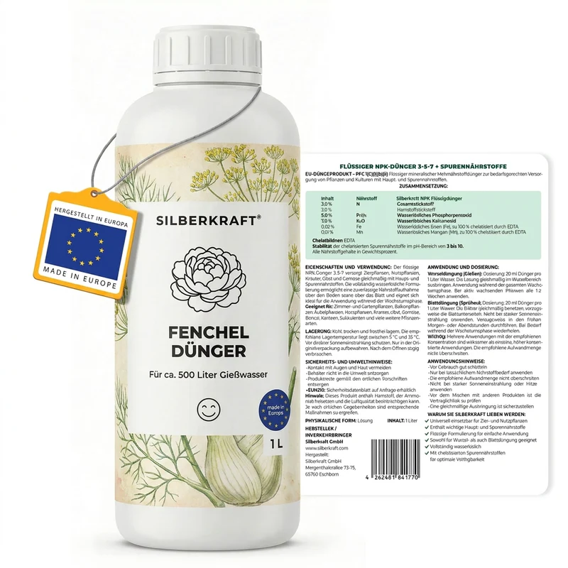 Fenchel Dünger - Mineralischer NPK Flüssigdünger mit Stickstoff - Dünger für Fenchel - Foeniculum vulgare Dünger