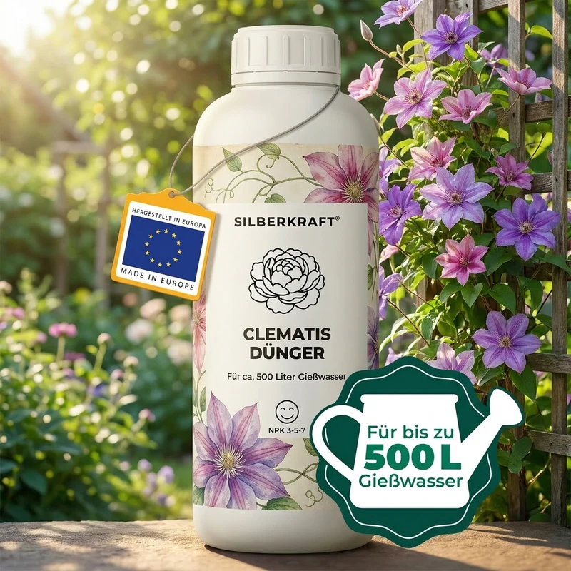 Clematis Dünger - Mineralischer NPK Flüssigdünger mit Stickstoff - Dünger für Clematis - Waldreben Dünger