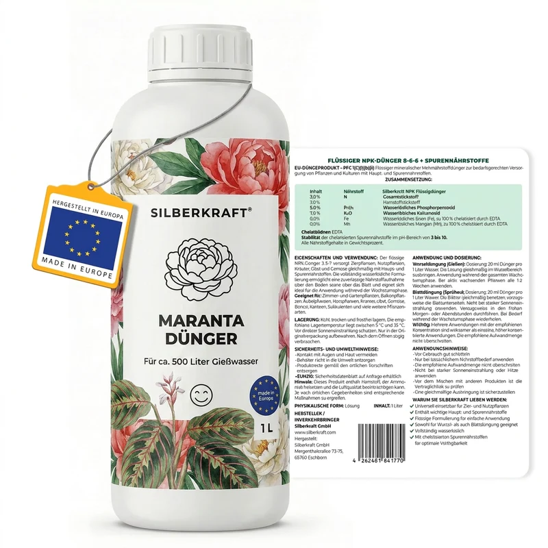 Maranta Dünger - Mineralischer NPK Flüssigdünger mit Stickstoff - Dünger für Maranta - Pfeilwurz Dünger