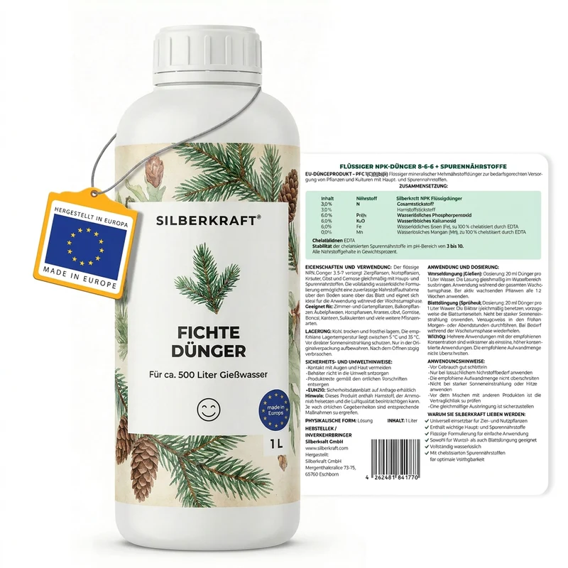 Fichte Dünger - Mineralischer NPK Flüssigdünger mit Stickstoff - Dünger für Fichte - Picea Dünger