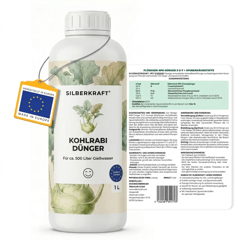 Kohlrabi Dünger - Mineralischer NPK Flüssigdünger mit Stickstoff - Dünger für Kohlrabi - Rübkohl Dünger