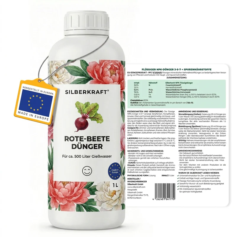 Rote-Beete Dünger - Mineralischer NPK Flüssigdünger mit Stickstoff - Dünger für Rote-Beete - Beta vulgaris Dünger