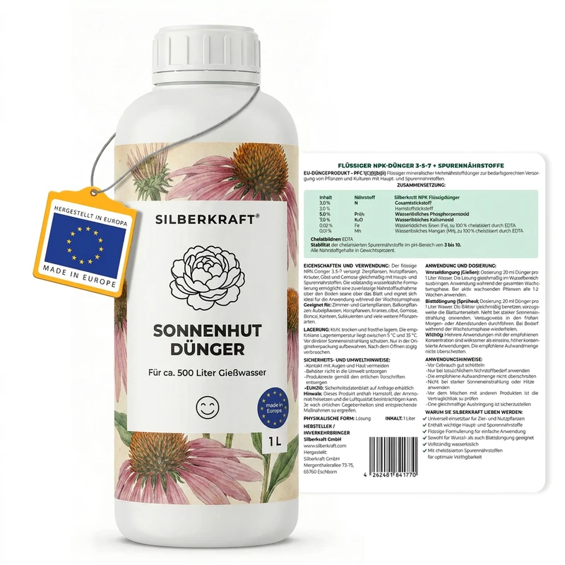 Sonnenhut Dünger - Mineralischer NPK Flüssigdünger mit Stickstoff - Dünger für Sonnenhut - Echinacea Dünger