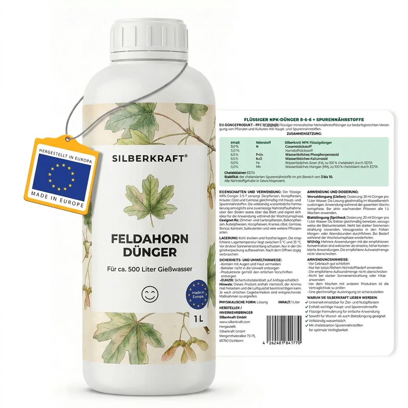 Feldahorn Dünger - Mineralischer NPK Flüssigdünger mit Stickstoff - Dünger für Feldahorn - Acer campestre Dünger