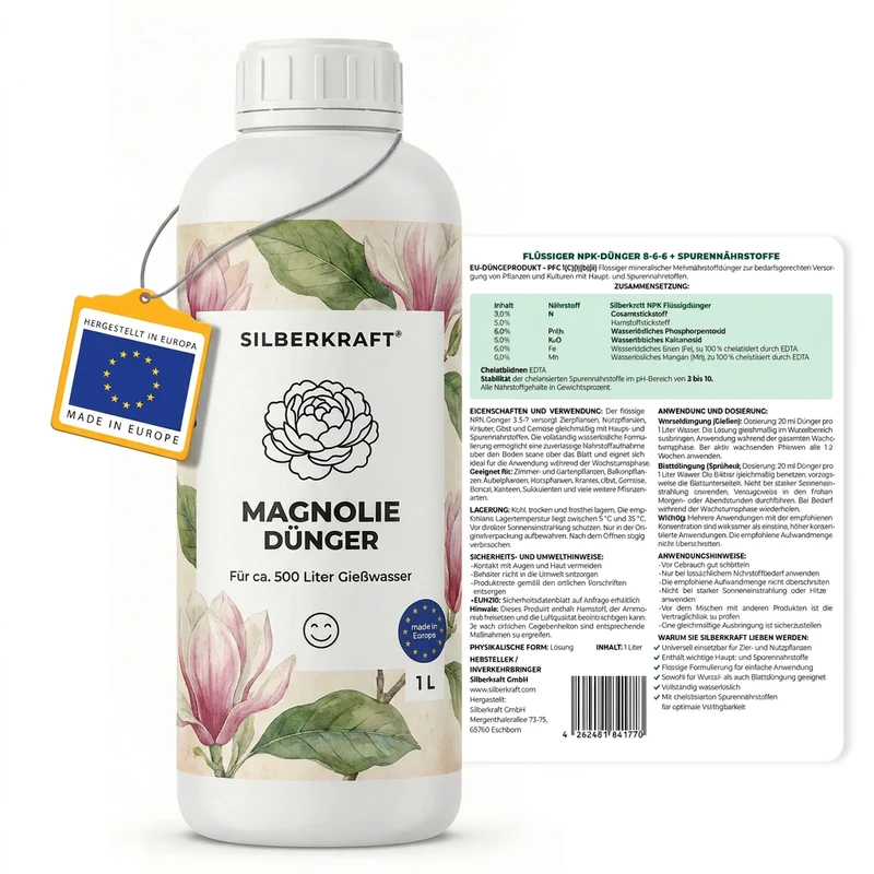 Magnolie Dünger - Mineralischer NPK Flüssigdünger mit Stickstoff - Dünger für Magnolie - Tulpenmagnolie Dünger
