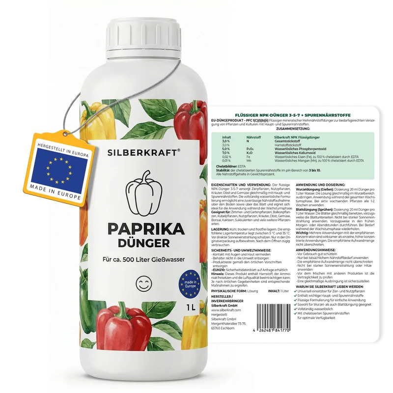 Paprika-Dünger - Mineralischer NPK Flüssigdünger 3-5-7 mit Stickstoff - Dünger für Paprika