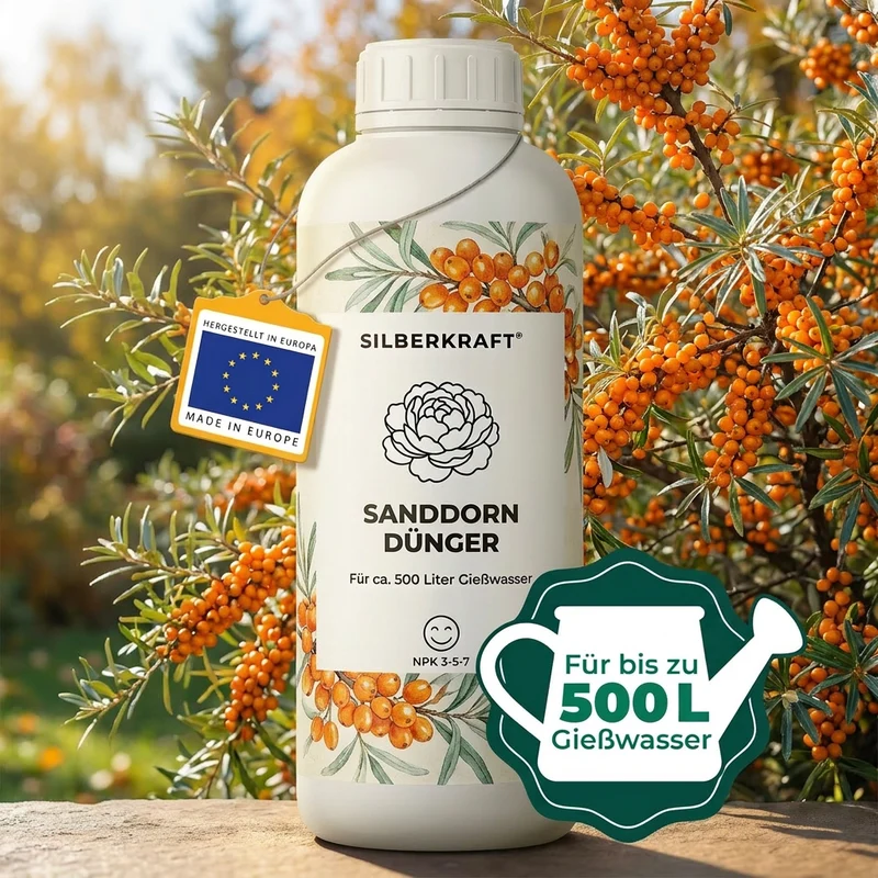 Sanddorn Dünger - Mineralischer NPK Flüssigdünger mit Stickstoff - Dünger für Sanddorn - Hippophae rhamnoides Dünger