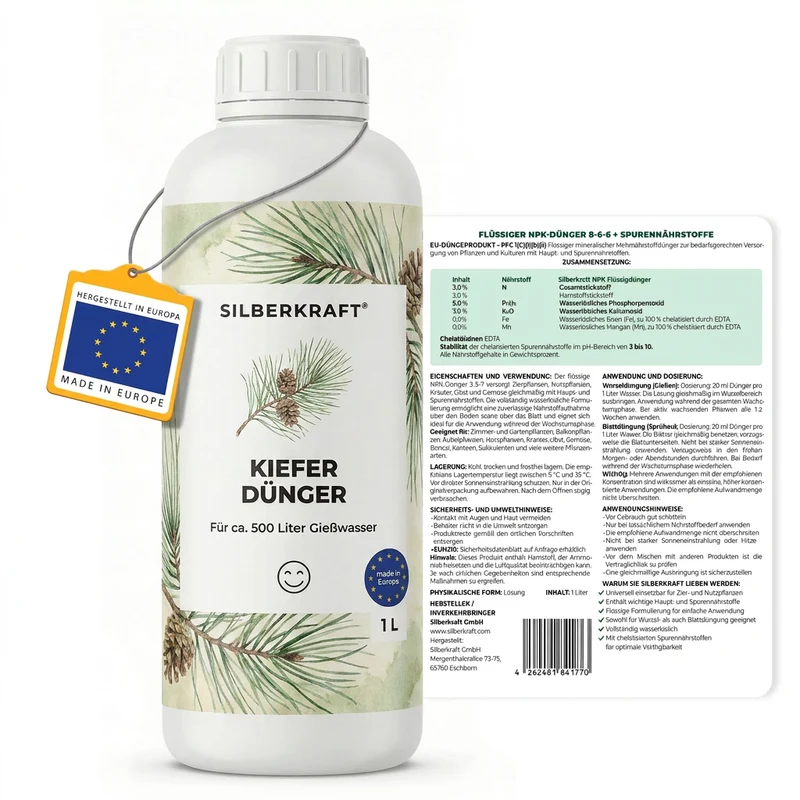 Kiefer Dünger - Mineralischer NPK Flüssigdünger mit Stickstoff - Dünger für Kiefer - Pinus Dünger