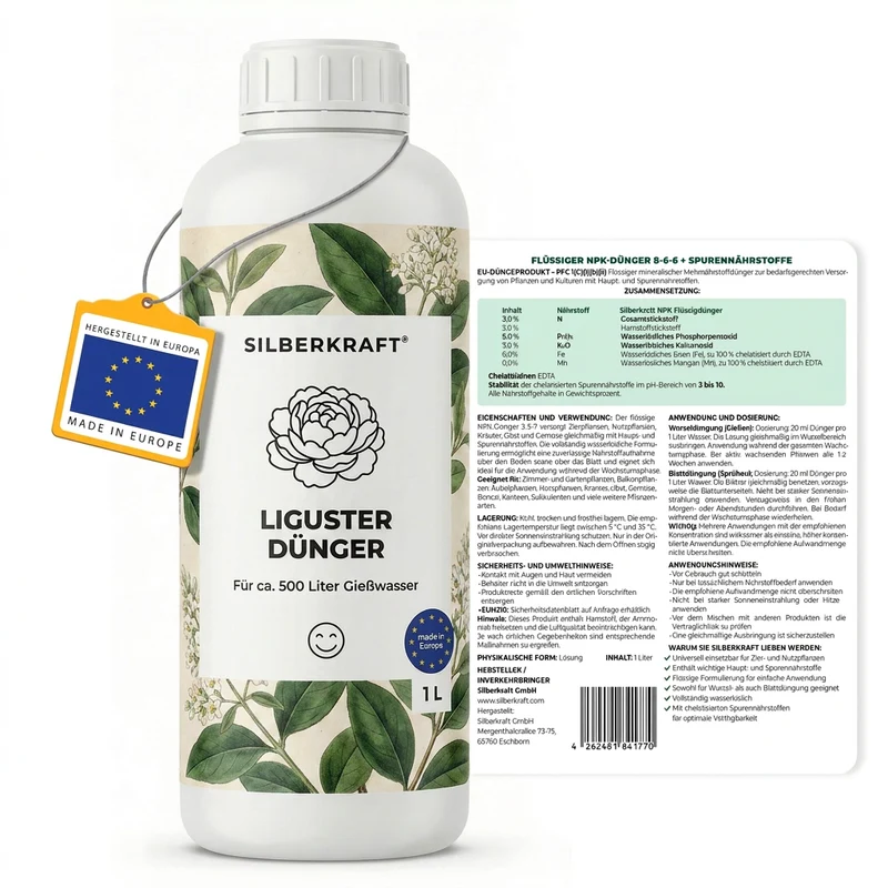 Liguster Dünger - Mineralischer NPK Flüssigdünger mit Stickstoff - Dünger für Liguster - Ligustrum Dünger