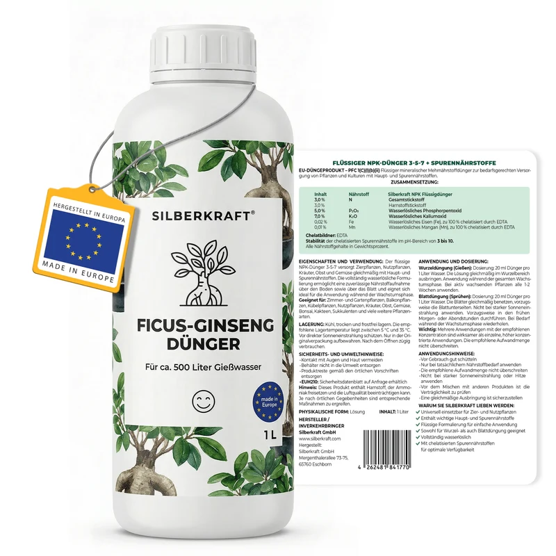 Ficus-Ginseng-Dünger - Mineralischer NPK Flüssigdünger 3-5-7 mit Stickstoff - Dünger für Ficus Ginseng