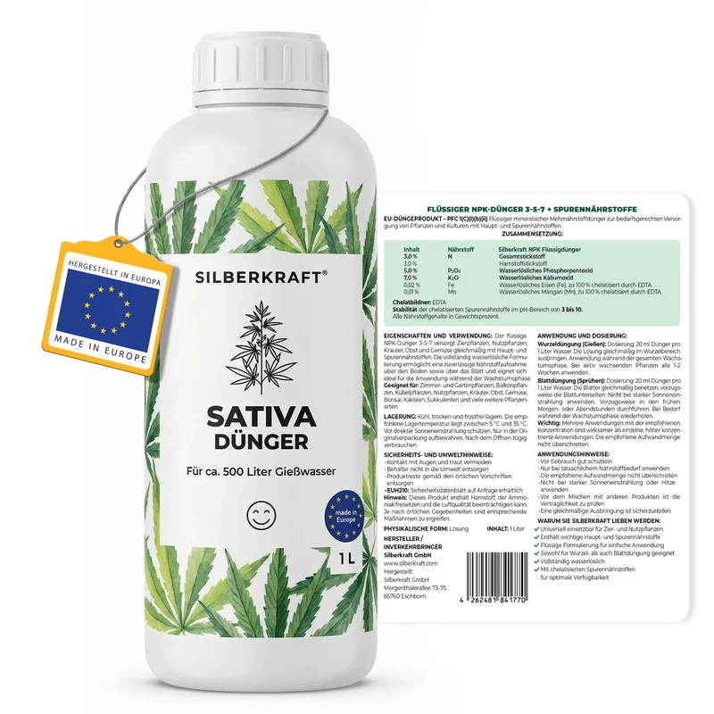 Sativa-Dünger - Mineralischer NPK Flüssigdünger 3-5-7 mit Stickstoff - Dünger für Sativa