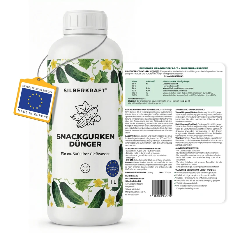 Snackgurken-Dünger - Mineralischer NPK Flüssigdünger 3-5-7 mit Stickstoff - Dünger für Snackgurken