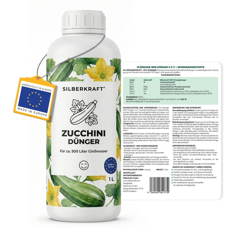 Zucchini-Dünger - Mineralischer NPK Flüssigdünger 3-5-7 mit Stickstoff - Dünger für Zucchini