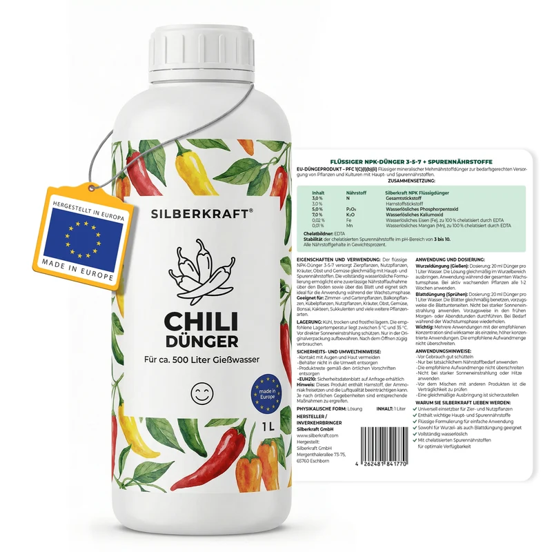 Chilidünger - Mineralischer NPK Flüssigdünger 3-5-7 mit Stickstoff - Dünger für Chili