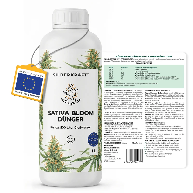 Sativa-Bloom-Dünger - Mineralischer NPK Flüssigdünger 3-5-7 mit Stickstoff - Dünger für Sativa Bloom