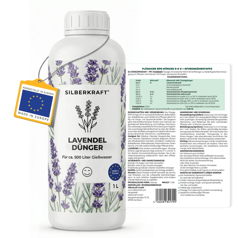 Lavendel-Dünger - Mineralischer NPK Flüssigdünger 8-6-6 mit Stickstoff - Dünger für Lavendel