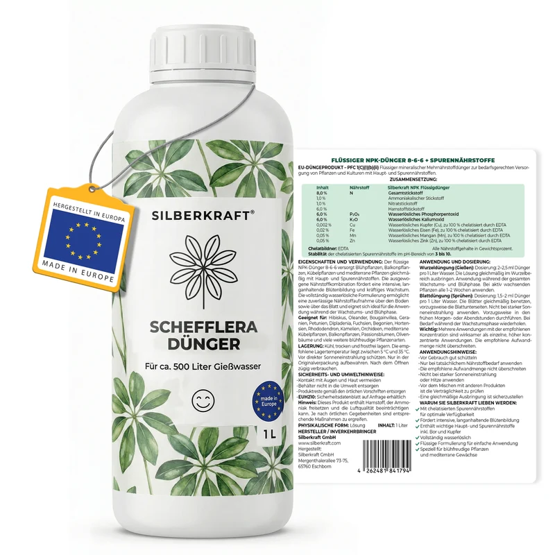Schefflera-Dünger - Mineralischer NPK Flüssigdünger 8-6-6 mit Stickstoff - Dünger für Schefflera