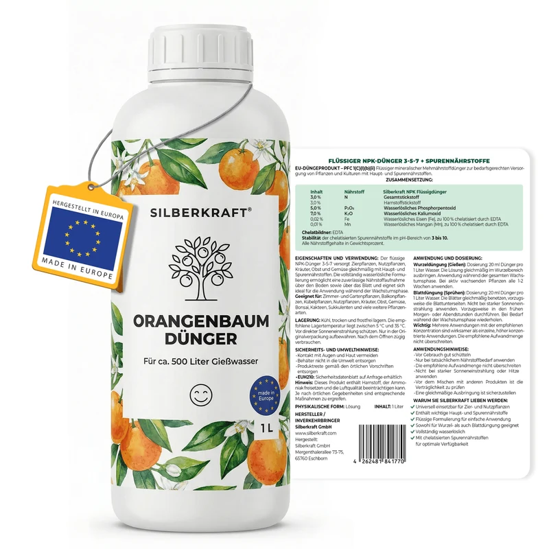 Orangenbaum-Dünger - Mineralischer NPK Flüssigdünger 3-5-7 mit Stickstoff - Dünger für Orangenbaum