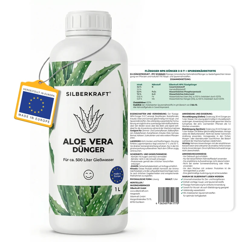 Aloe-Vera-Dünger - Mineralischer NPK Flüssigdünger 3-5-7 mit Stickstoff - Dünger für Aloe Vera