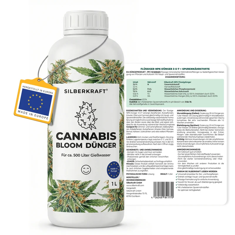 Cannabis Bloom-Dünger - Mineralischer NPK Flüssigdünger 3-5-7 mit Stickstoff - Dünger für Cannabis Bloom