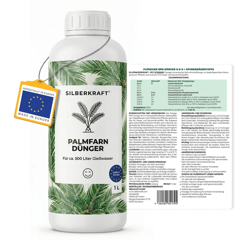 Palmfarn-Dünger - Mineralischer NPK Flüssigdünger 8-6-6 mit Stickstoff - Dünger für Palmfarn