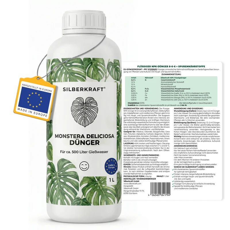 Monstera-Deliciosa-Dünger - Mineralischer NPK Flüssigdünger 8-6-6 mit Stickstoff - Dünger für Monstera Deliciosa