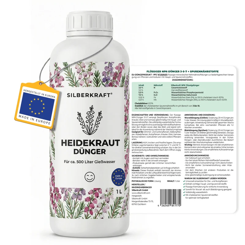 Heidekraut-Dünger - Mineralischer NPK Flüssigdünger 3-5-7 mit Stickstoff - Dünger für Heidekraut